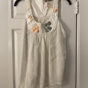 MM COUTURE MISS ME Sheer White Embellished Sleeveless Blouse NWT. SZ L